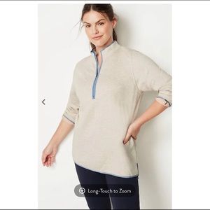 J Jill Fit Quilted Knit Popover Stone Heather Sz 2X